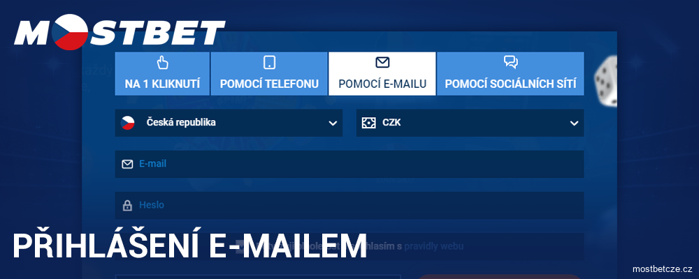 Registrace e-mailem pro hráče Mostbet CZ